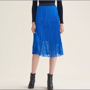 NWT! Maje Pleated Lace Pannel Skirt